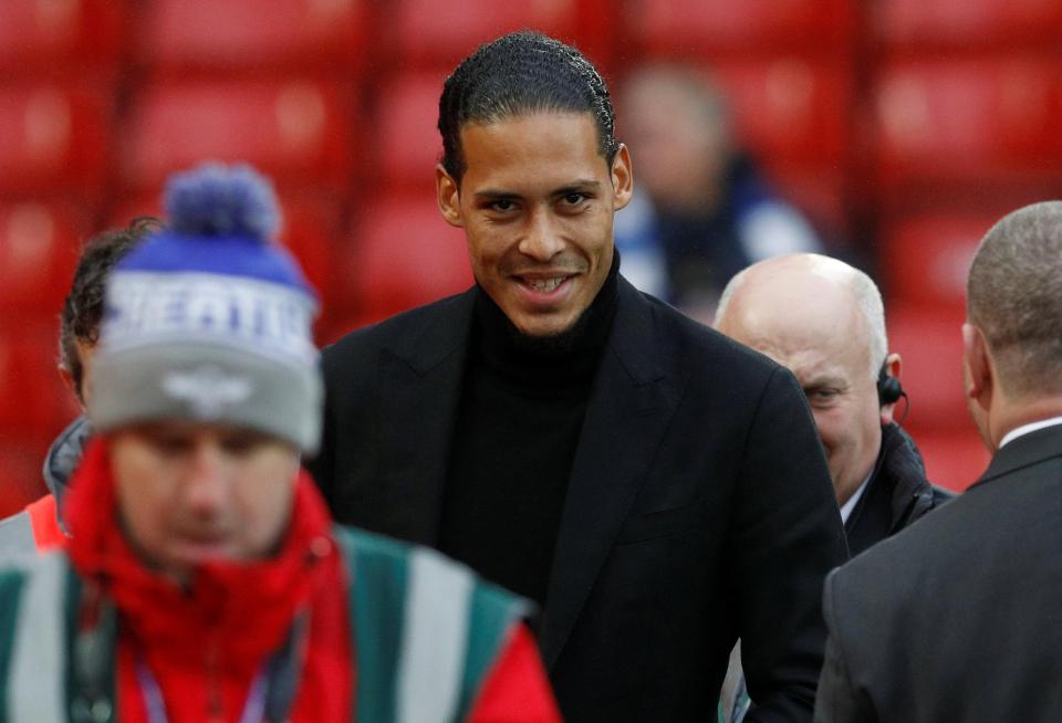  Virgil van Dijk is all smiles as he arrives at Anfield