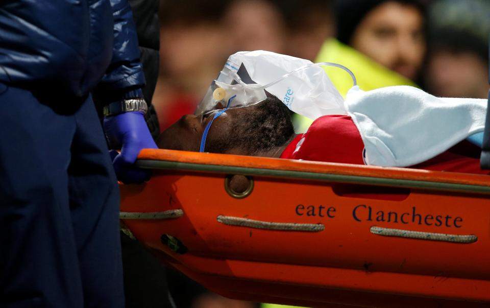  The Belgian striker was carried off with an oxygen mask in a frightening moment