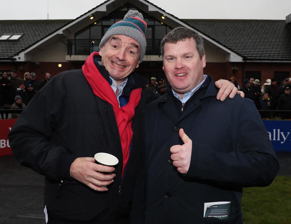  Michael O'Leary (left) with Samcro's trainer Gordon Elliott