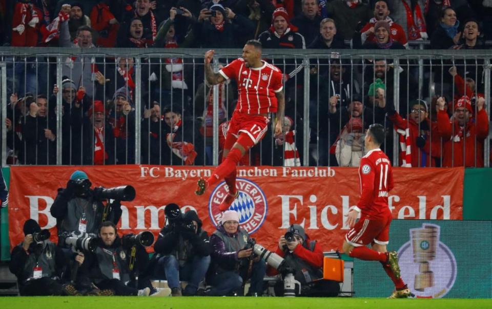  Jeroms Boateng celebrates after opening the scoring against Borussia Dortmund