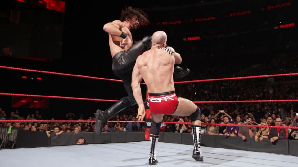  Seth Rollins hits his patented knee