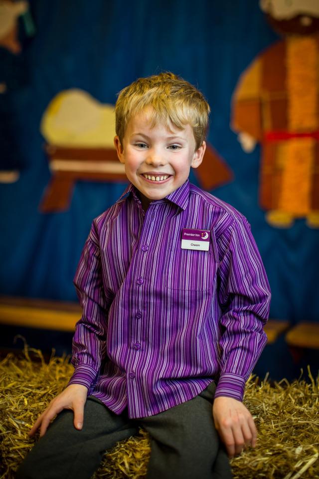  Little Owen was stuck for a nativity innkeeper costume - so Premier Inn stepped in to help