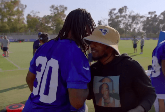  Kendrick Lamar checked in on the Rams at their training camp in the summer of 2016