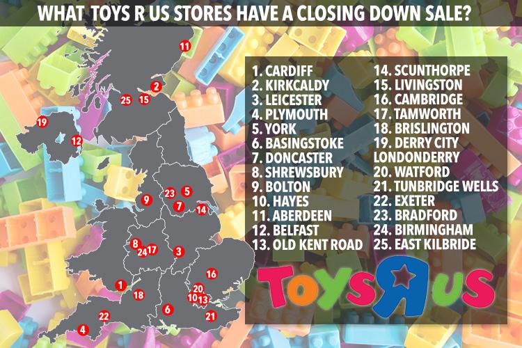  Toys R Us are closing down 25 stores in the spring