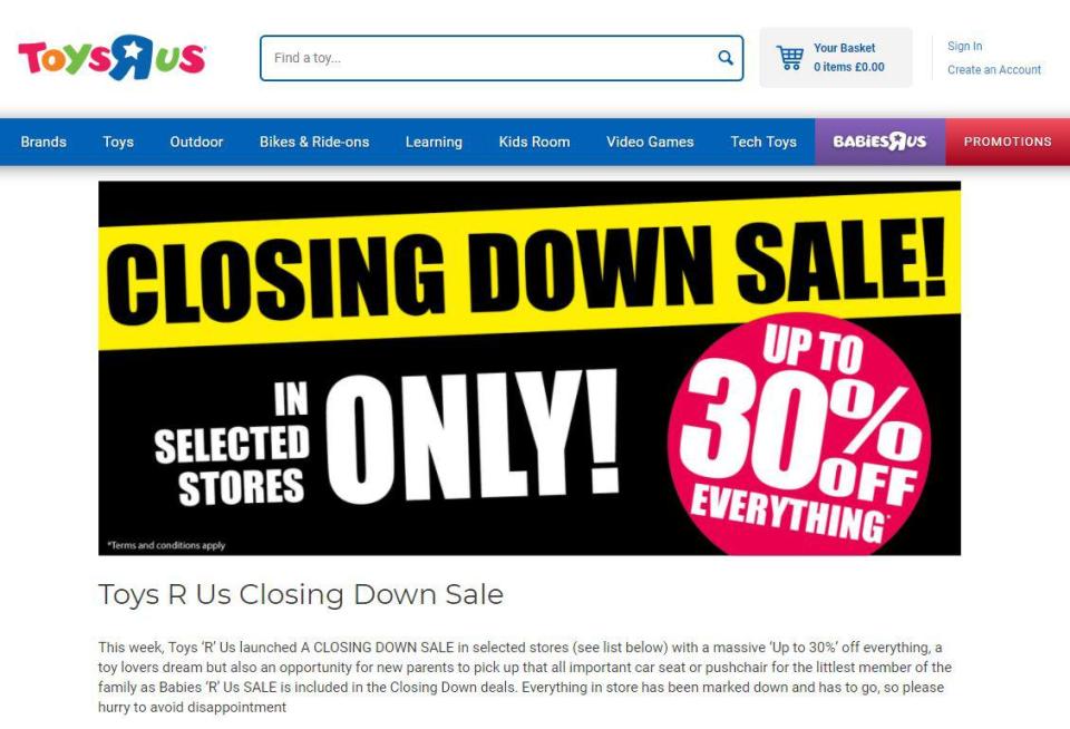  There is up to 30 per cent off on all items at the closing shops