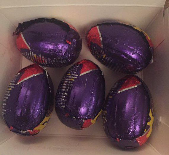  The shopper was shocked to find a pack of 5 eggs which he claims had been tampered with