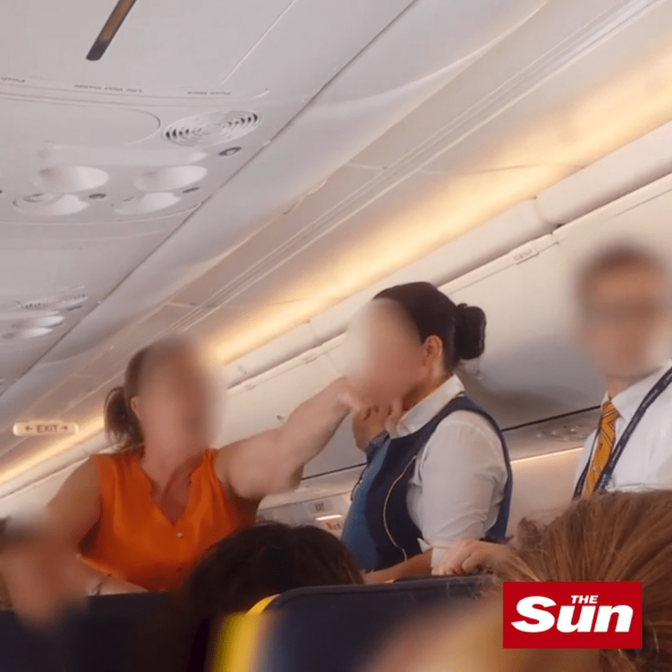  Shocking footage shows the 'drunk' passenger yelling at an air stewardess on the Ryanair flight