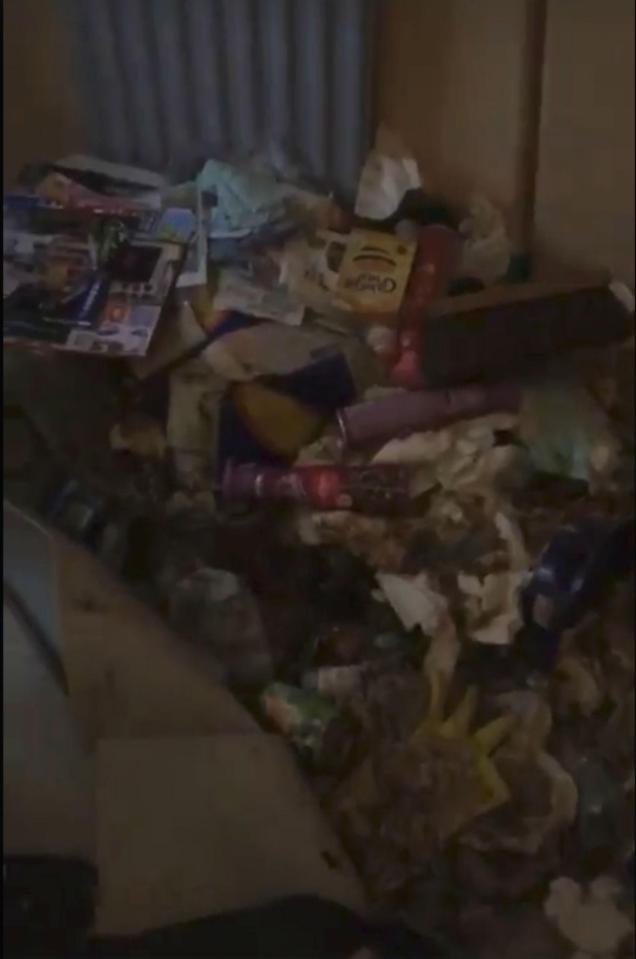  The woman has also been using the floor as a bin for her rotting food