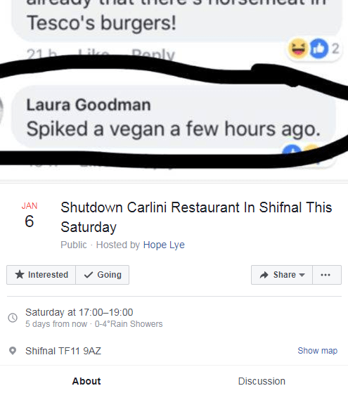  Vegans are now planning to protest outside the restaurant