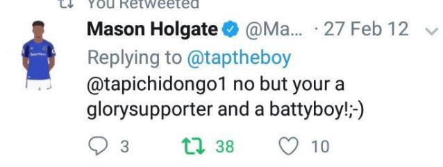  Another tweet said to have been written by Everton defender Holgate