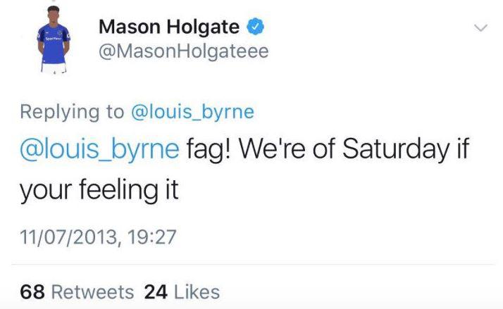  Holgate is said to have written a series of tweets years ago