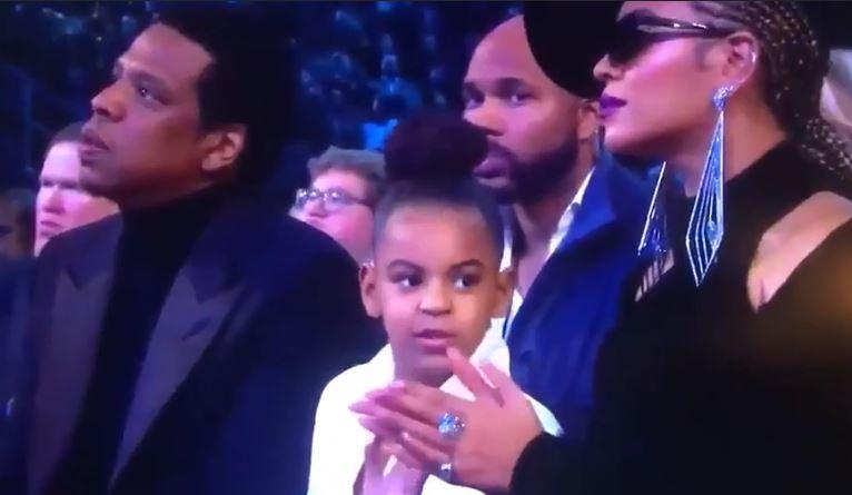  Determined not to be embarrassed by her parents, Blue urged Beyonce to chill out