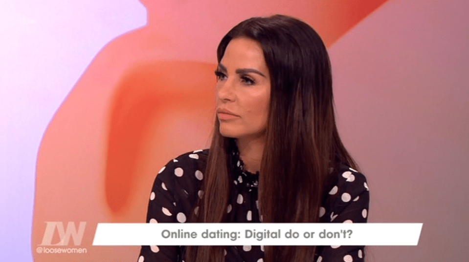  Katie Price revealed on today's Loose Women that she has signed up to online dating