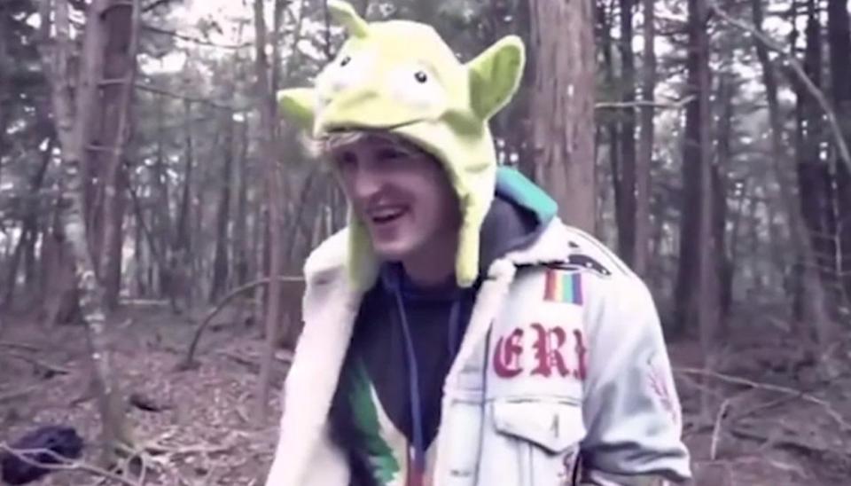  Logan Paul, 22, is seen laughing during the 15-minute YouTube clip