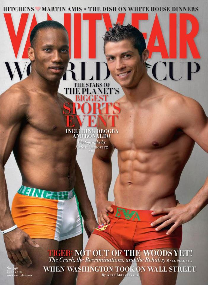  Didier Drogba joins Cristiano Ronaldo on the cover of Vanity Fair ahead of the 2010 World Cup