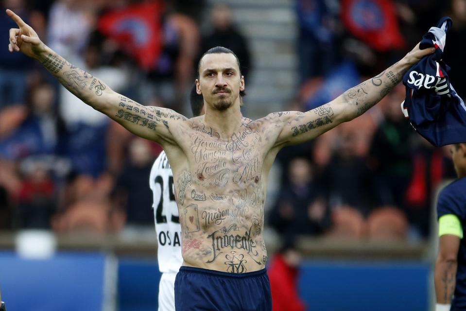  Zlatan previously had the names of 50 people temporarily tattooed on him to raise awareness for world hunger