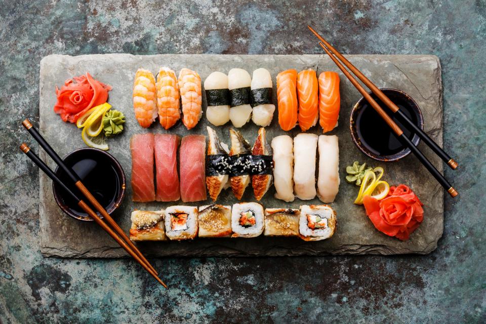  The sushi addict ate raw salmon every day