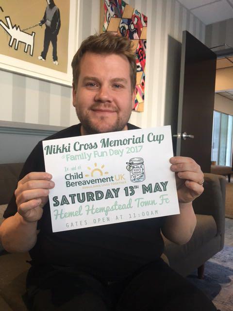  James Corden helping to promote the Nikki Cross Memorial Cup