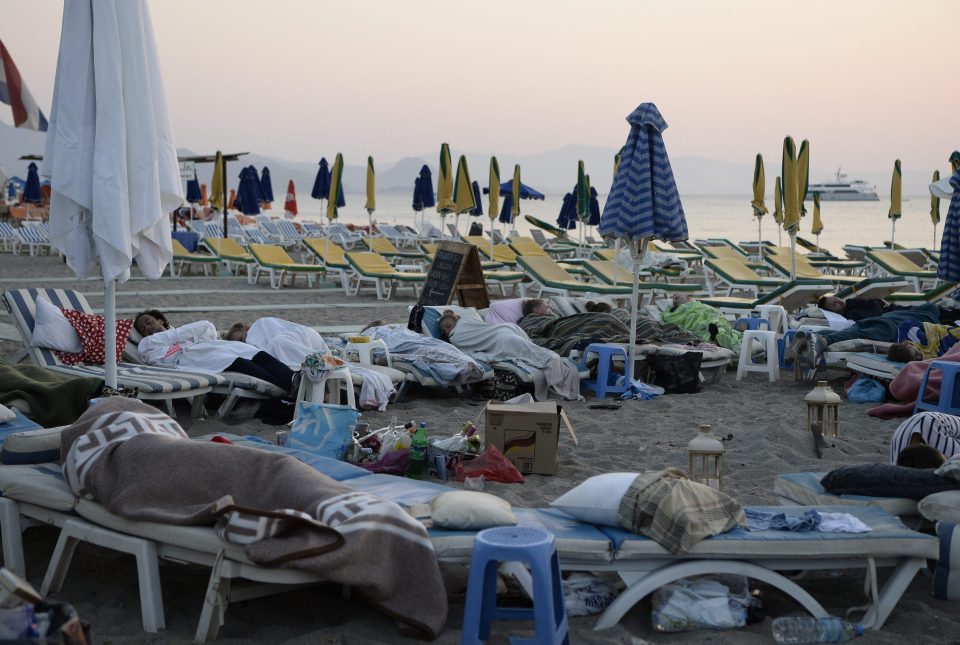  Thousands of holidaymakers were forced to sleep rough when two quakes shook the Greek island of Kos in July