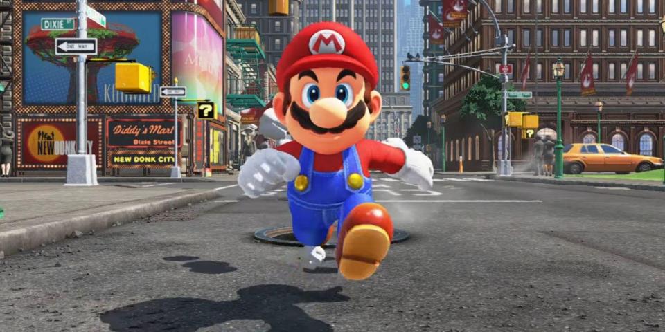  The virtual plumber is usually pictured with his trademark dungarees on, but we see him in the buff in Super Mario Odyssey