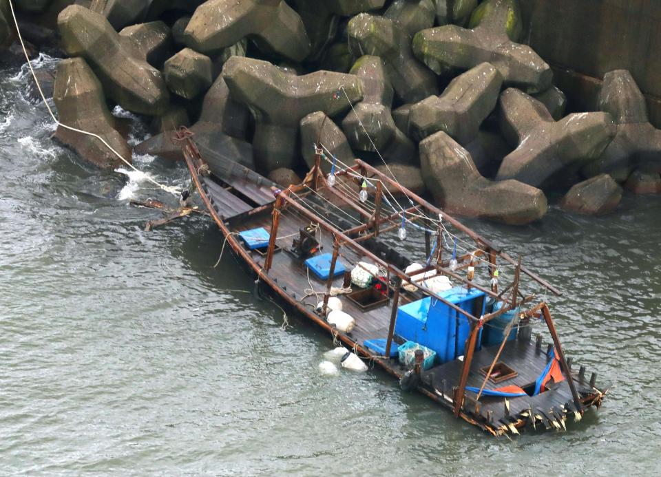  This stricken ship washed ashore in Yurihonjo, northern Japan