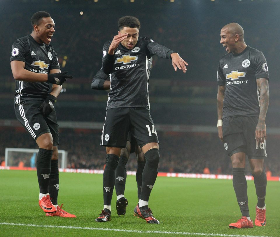  Lingard celebrates with 'Milly Rock' dance after scoring against Arsenal