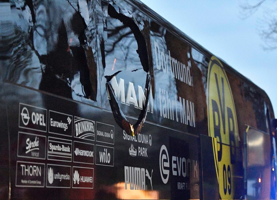  The Borussia Dortmund team bus was involved in an explosion before a Champions League match