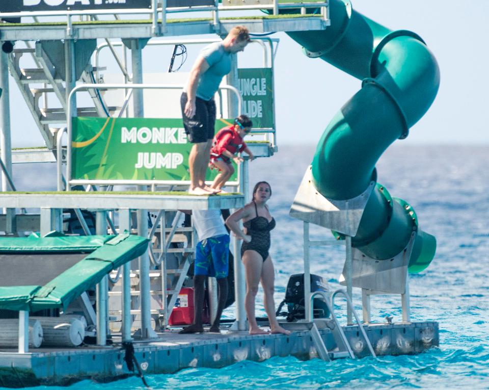  Eric Cowell prepares to jump off the platform known as the Monkey Jump