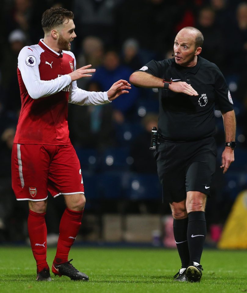  Mike Dean awarded West Brom a penalty for a handball from Calum Chambers