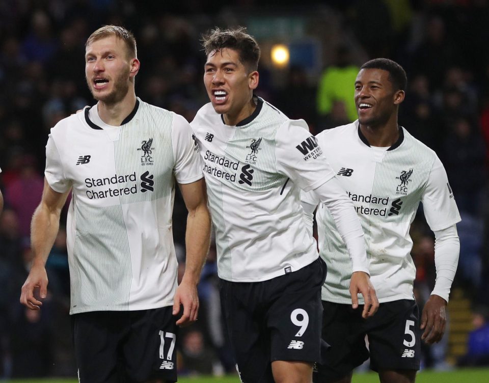  Ragnar Klavan, far left, was the hero for Liverpool with a late winner away at Burnley