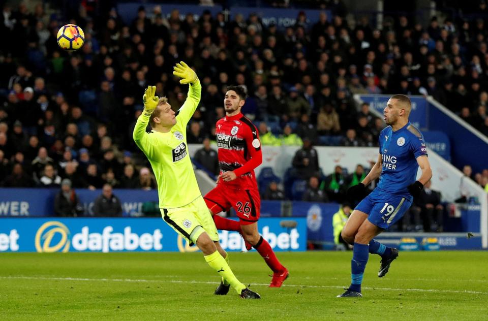  Islam Slimani scores against Huddersfield but the striker has been starved of first team starts