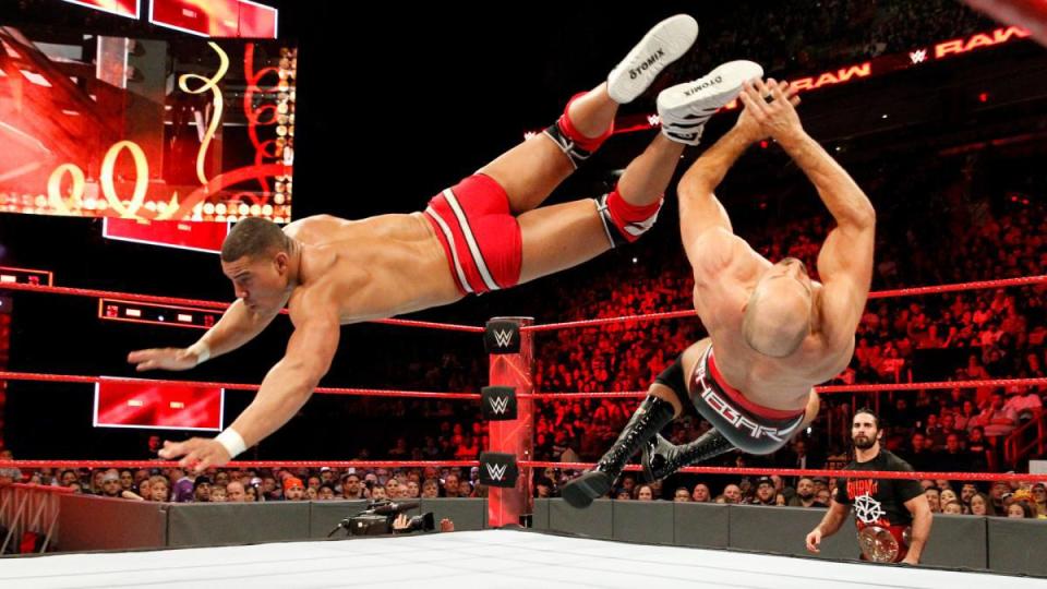  Jason Jordan hits Cesaro with stunning drop kick