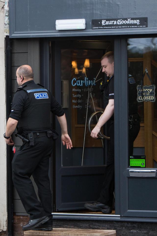  Cops seen leaving the Carlini Italian restaurant in Albrighton, Shropshire which is another restuarant owned by Laura Goodman, yesterday