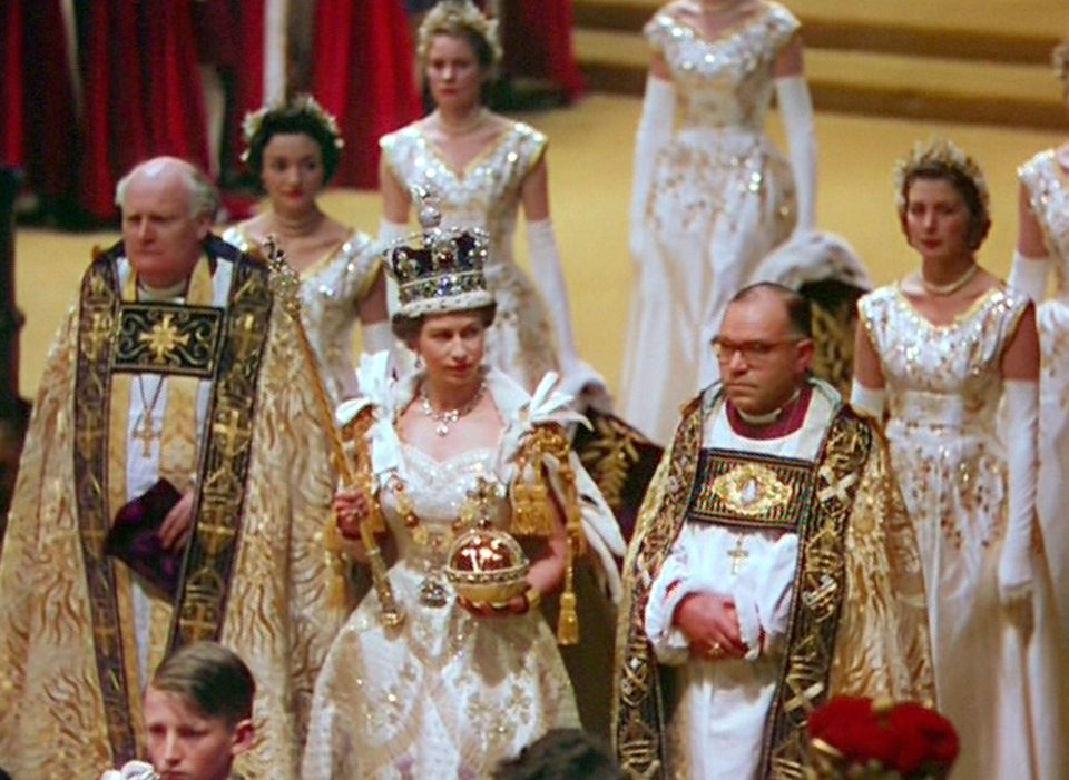  Her Majesty the Queen pictured wearing the iconic crown at her coronation