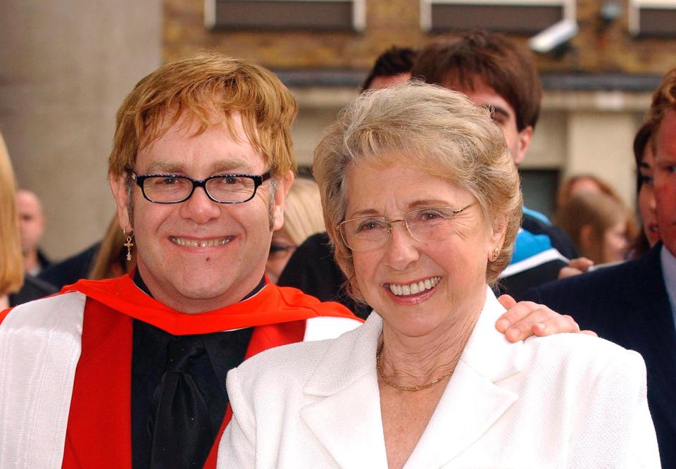  Elton with his mum when he received an honorary doctorate from the Royal Academy of Music