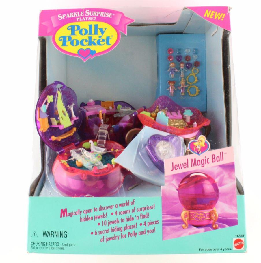  The Jewel Magic Ball set opened up to reveal four different play zones for Polly