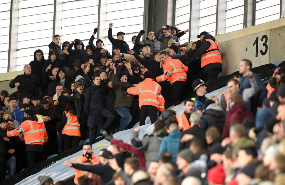  Stoke fans then clashed with stewards as they appeared to be trying to get at the home supporters