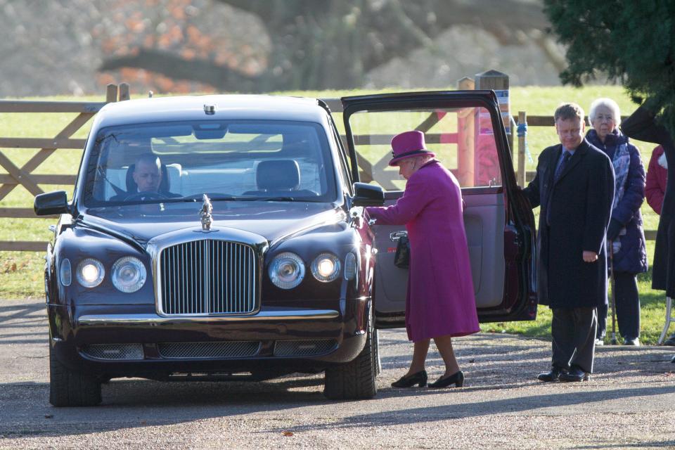  The Queen pictured leaving leaving the church service, which was held on royal grounds in Norfolk