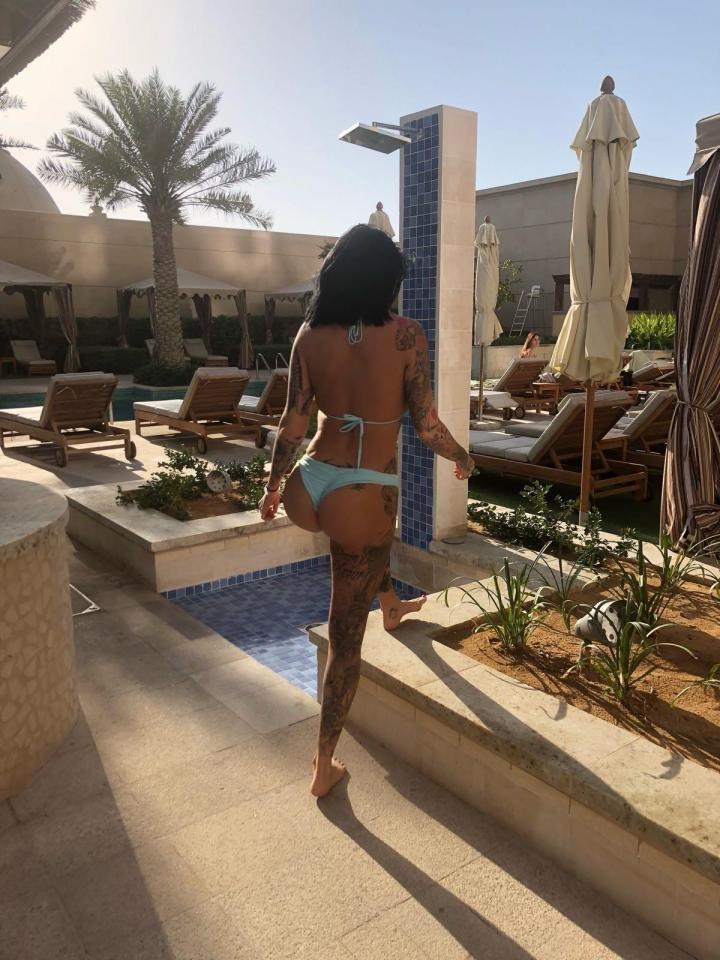  The star's thong bikini showed off the results of her bum lift last October