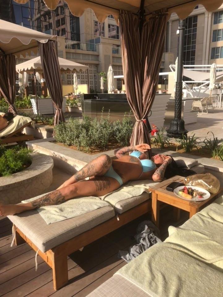  The star is making the most of a getaway to Dubai by relaxing at her luxury resort