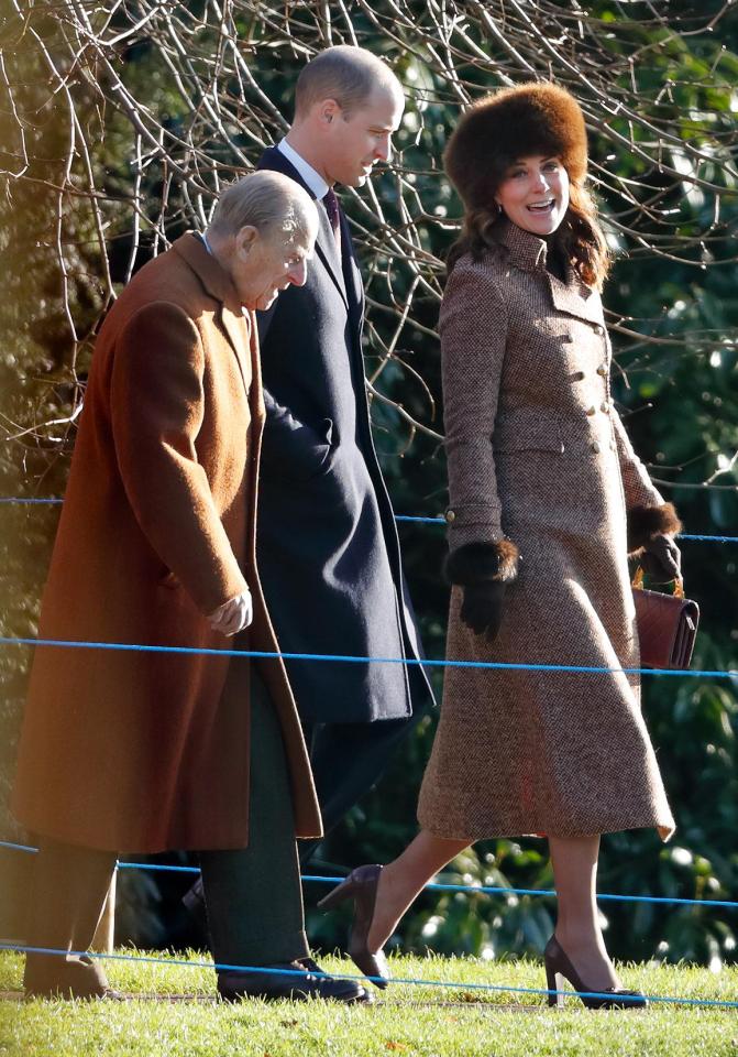  She was joined by her husband and the Duke of Edinburgh for a short walk to the church