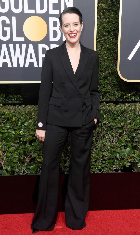 British actress Claire Foy made a statement in a black Gucci suit