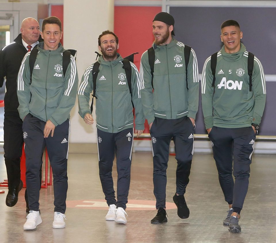 Ander Herrera left) and his United team-mates flew to Dubai two days ago