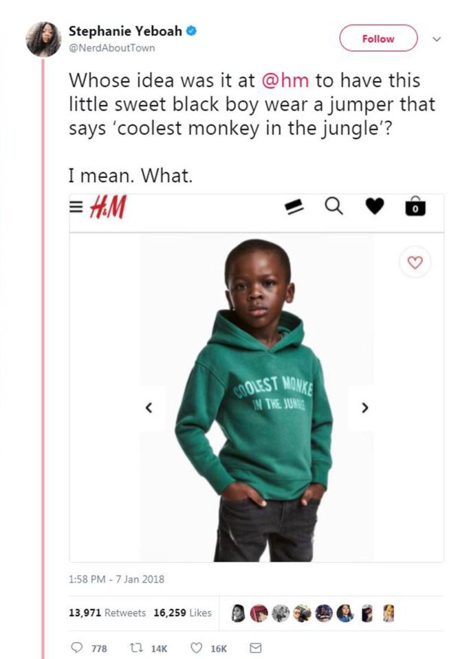  Style blogger Stephanie Yeboah has called the pictured H&M advert ‘completely unacceptable’. The clothing company has since removed the advert from all channels