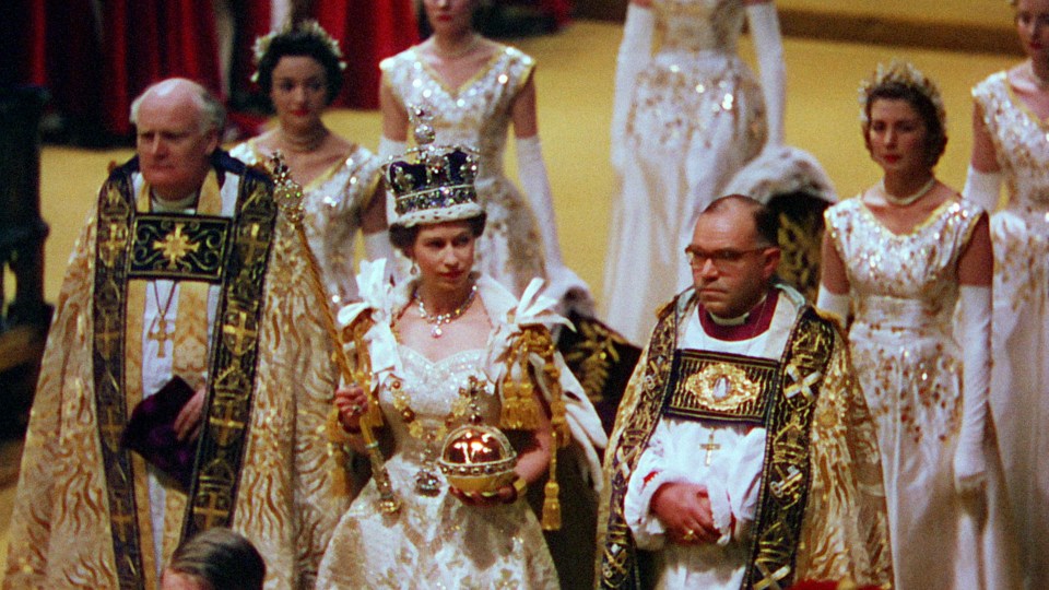 The Queen at her coronation in June 1952