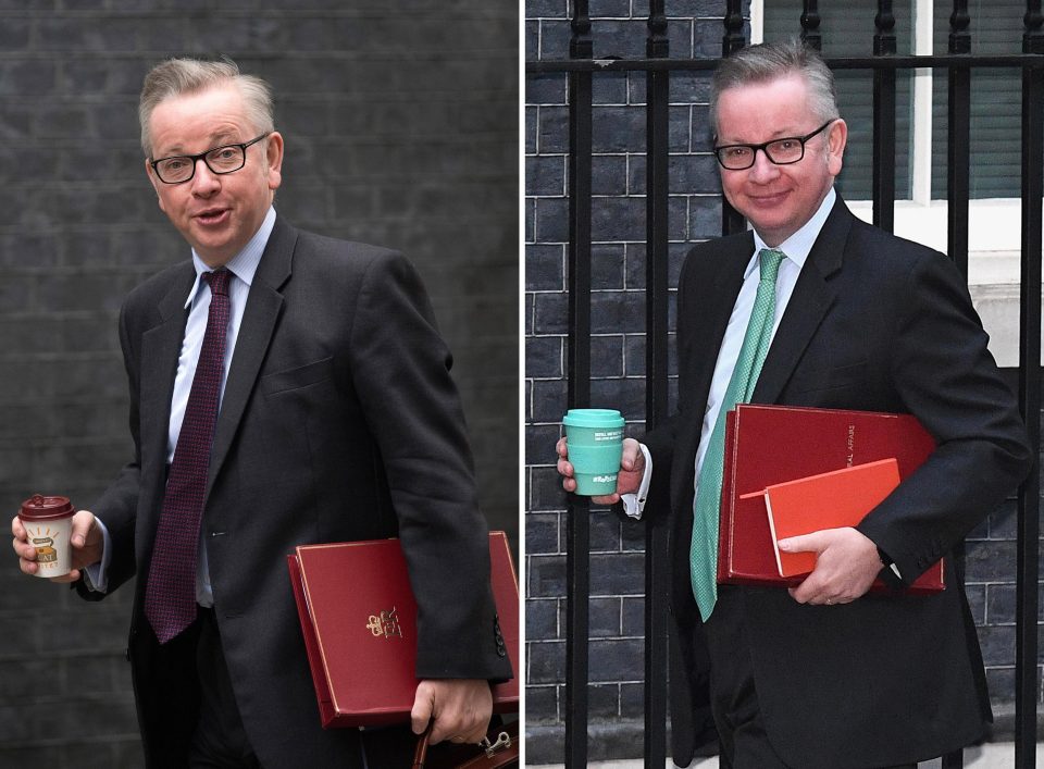  Environment Secretary Michael Gove was spotted clutching a disposable cup before swapping it for a re-usable alternative