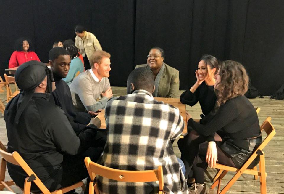  Prince Harry smiles during the meeting with the radio presenters