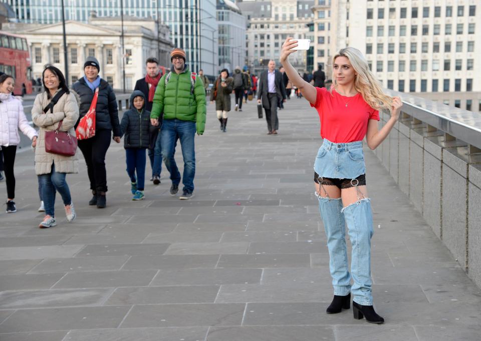  The model said she wish she could have gotten the jeans into the selfie