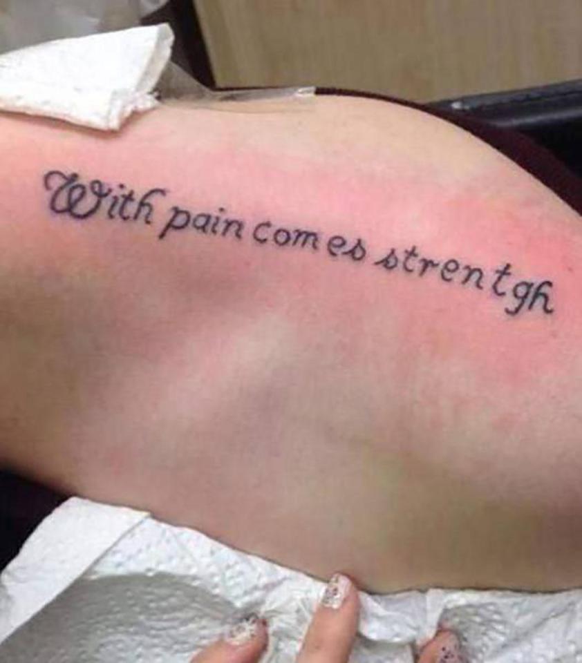  With pain comes a bad spelling error