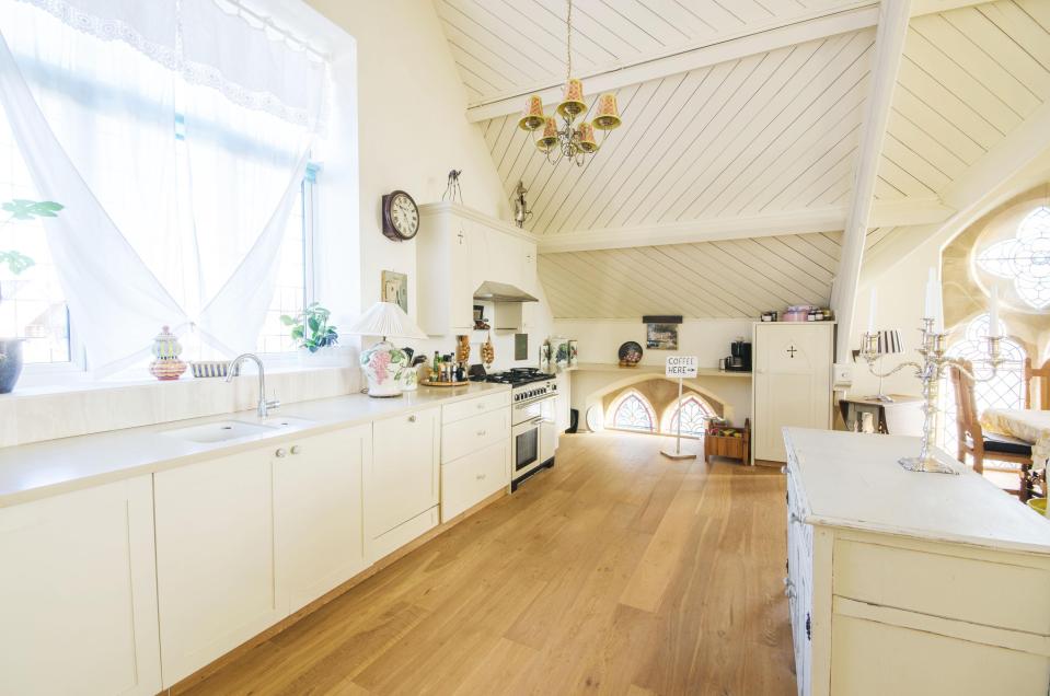  The kitchen has been updated to a modern Gothic style